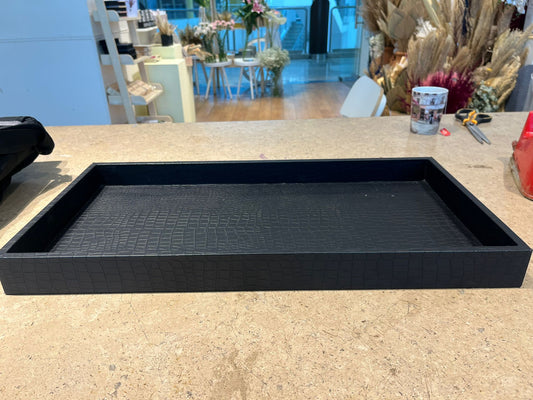 Square  TRAYS LEATHER BLACK4040