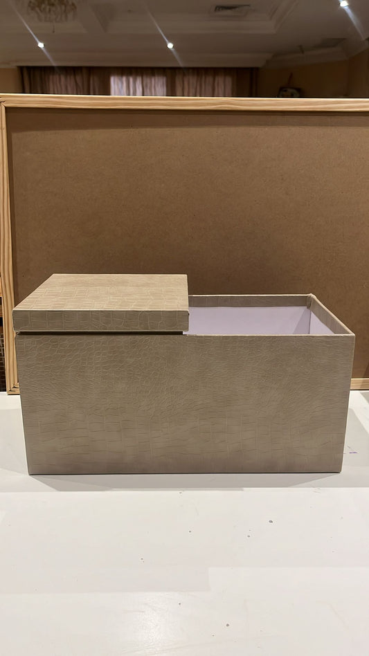 rectangular LEATHER BOX  DARK BEIGE 153317