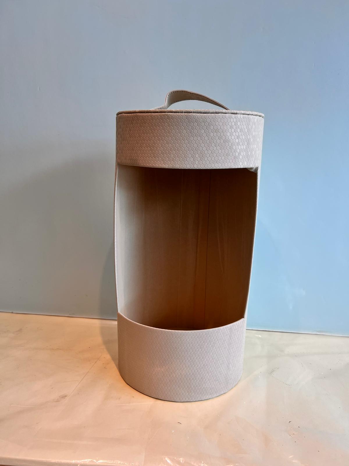 small cylindrical box beige